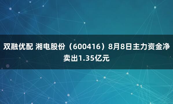 双融优配 湘电股份（600416）8月8日主力资金净卖出1.35亿元